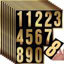 Tenare 96 Pieces 8 Set Mailbox Numbers Vinyl Waterproof Numbers 0-9 Self Adhesive Reflective for Outside Signs Door Trucks Address Trash Cars Home Business(6 Inch,Gold in Black)