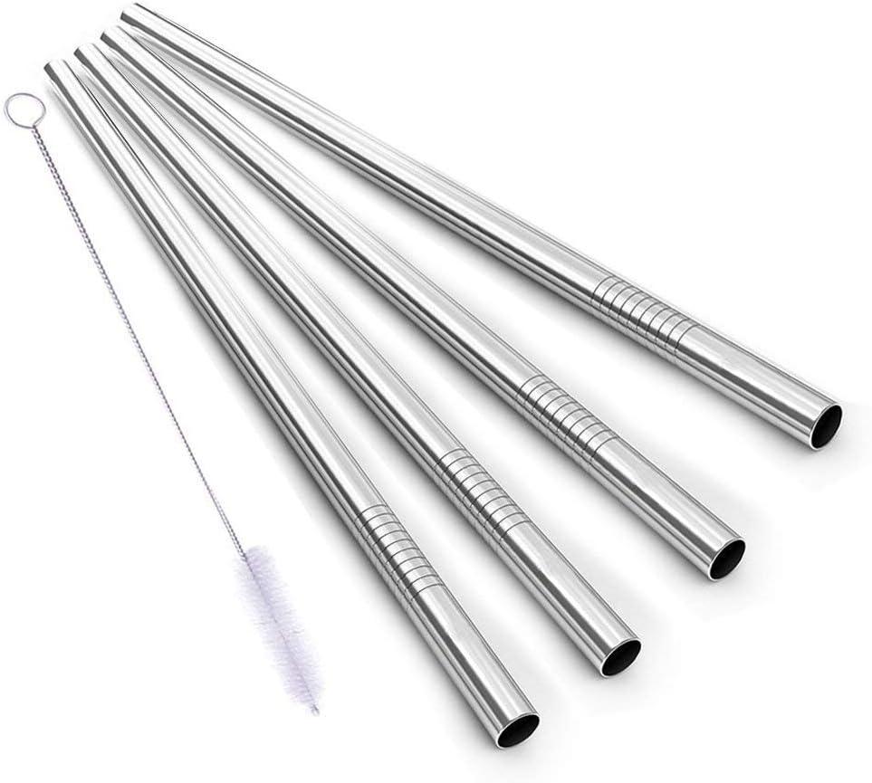 18/8 Stainless Steel Reusable Straws 4 Piece, 1 Straw Cleaner
