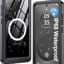 ANTSHARE IP68 Waterproof Case for Samsung Galaxy S25 Ultra [2025] - MagSafe Compatible, Built-in Screen/Lens Protector - Shockproof Full Body Protection for Swimming/Outdoor, Black/Clear