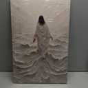 Framed Jesus Wall Art, White Christian Wall Decor, Jesus Walking On Water Poster Prints, Minimalist Christian Biblical Wrapped Canvas Artwork for Church Prayer Room Hospitals 16x24in