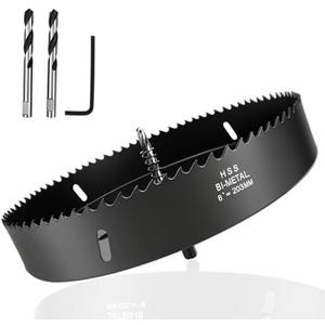 Rannb Hole Saw 8-inch Metal Hole Saw Kit Set Bi-Metal Hole Cutter Drill Bit with Sharp Teeth for Drilling Holes in Wood, Plastic, Drywall, PVC Boards