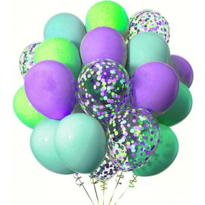 Blue Purple Green Balloons,Blue Purple and Green Confetti Balloon Theme Birthday Party,12 Inch,Pack of 50