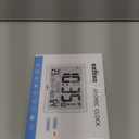 Atomic Digital Wall Clock Battery Operated with Backlight, Desk Clocks with Indoor Temperature & Humidity, 8.5" Small Alarm Clock with Date and Day of Week for Bedrooms, Living Room, Auto DST, Black