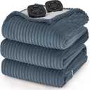 Bedsure GentleSoft Heated Blanket Electric Throw - Soft Ribbed Flannel Electric Blanket, Heating with 4 Time Settings, 6 Heat Levels, 3 hrs Timer Auto Shut Off, Gifts for Grandma (50x60 inches, Grey)