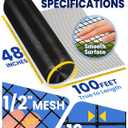 Black Vinyl Coated Hardware Cloth 1/2 Inch 48 in x 100 ft 19 Gauge, Welded Wire Fencing Chicken Wire Mesh Roll Cage Wire Netting