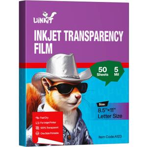 Uinkit Inkjet Transparency Film 50 Sheets 8.5x11 OHP Overhead Projector Film for DIY Crafting 100% Clear Transparency Paper For Inkjet Printer