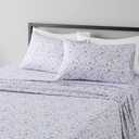 Amazon Basics Lightweight Super Soft Easy Care Microfiber 4 Piece Bed Sheet Set With 14-inch Deep Pockets, Queen, Blue Floral, Printed