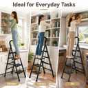 4-Step Folding Ladder with Anti-Slip Pedal, Sturdy Lightweight Step Stool