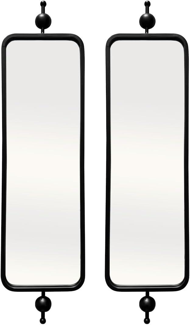 Black Thin Mirror for Skinny Entryway Living Room badroom,Full Lenth Long Retangle Mirror with Round Corner 9" X 36-2pack