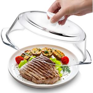 ACEPRUT New Upgrade Glass Microwave Splatter Cover with Ceramic Handle & Screw, Non Plastic Microwave Cover with Vent Hole, BPA Free, Dishwasher Safe
