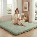 ZonLi Japanese Floor Mattress Futon Mattress Twin Size, Thicken Roll Up Tatami Mat 100% Cotton Washable Cover, Portable & Foldable Floor Bed Mattress for Sleeping, Dormitory, Adult Kids, Green
