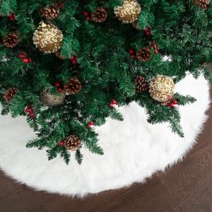 Mr. Pen Christmas Tree Skirt - 48 inches, Faux Fur, White
