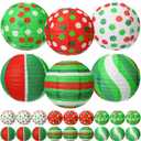 Boao 24 Pcs Red and Green Paper Lantern 8 Inch Christmas Hanging Lantern Indoor Outdoor Decorative Round Hanging Decor Ornaments for Holiday Xmas Party Baby Shower Birthday