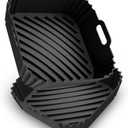 Air Fryer Silicone Liners 2 Pack, Reusable Square Air fryer Basket Liners, 4-6Qt Silicone Baking Tray for Instant Air fryer, Oven Microwave Pot Accessories, Food Grade Kitchen Gadgets (Black and Black)