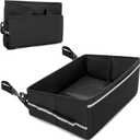 GRAOSO Under Seat Storage Fit for SuperCrew Cab, Foldable Truck Organizers and Storage Box Under Rear Seat For Single Seat with Removable Bottom Plate, 2 Side Handles and Hook Snap Fix Strap, Black (12"D x 16.3"W x 7.5"H)