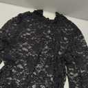 Women's Sheer Lace Maternity Bodysuit for Photoshoot Long Sleeve Turtleneck Floral Pregnancy Tops Jumpsuit (Black, M)