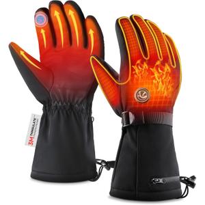Heated Gloves for Men Women 4800mAh Rechargeable 8H Electric Heated Ski Gloves Waterproof Touchscreen Thermal Winter Warm Gloves for Outdoor Working Fishing Hunting Cycling Skiing Hiking (Medium)