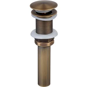 Beelee Bathroom Sink Drains Pop Up Drain with Overflow for Vanity Vessel Sinks Without Overflow, Antique Brass Finish,BLDW9440A