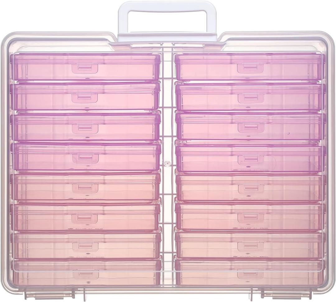 4""x6"" Photo Storage Box with Handle photo and craft keeper storage box 16 Inner photo case Large Gradient, Pink Series