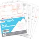 2025 W2 6 Part Tax Forms Kit, 50 Employee Kit of Laser Tax Forms Designed for QuickBooks and Accounting Software, 50 Pack