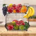 Simple Houseware 2-Tier Countertop Oblate Fruit Basket Holder, Bronze