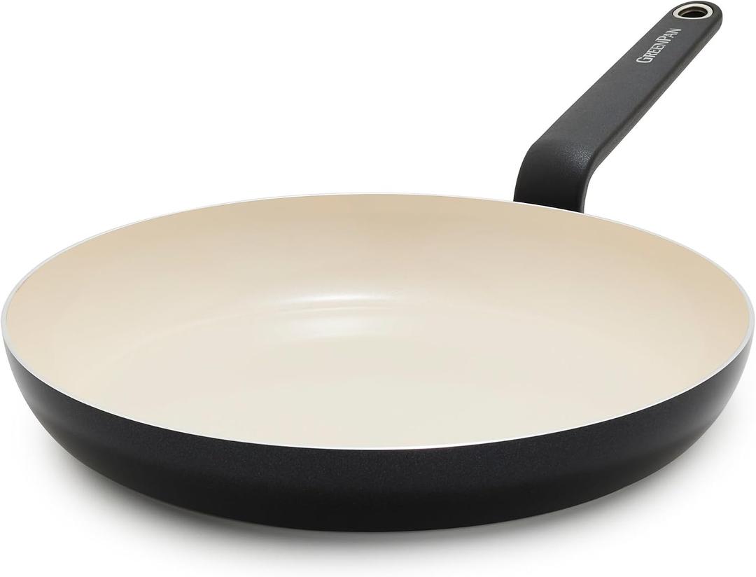 GreenPan Rio Advanced 12" Frying Pan Skillet, Ceramic Nonstick PFAS-Free, Induction Ready, Dishwasher and Oven Safe, Black
