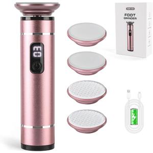 Electric Callus Remover for Feet - Nano Glass Head, 3-Speed Adjustable, Rechargeable, Pain-Free Dead Skin Exfoliator, Portable & Waterproof Design for Soft Smooth Heels (2 Coarse/Fine Heads)