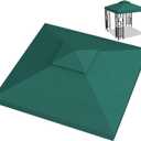 10x10ft Canopy Replacement Top, Double Tiered Pop up Gazebo Covers Replacement with 12 Velcros, Waterproof UV Protective Nylon, Outdoor Shelter for Grill, Patio, Event, Trade Show (Green)