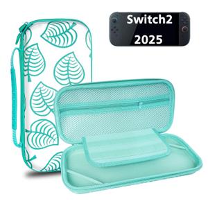TIKOdirect Carrying Case for Nintendo Switch 2(2025), Shockproof Portable Travel Bag with with 12 Game Card Slots Inner Storage Bag for Switch 2 Console Joy-Con & Accessories, Animal Crossing Green