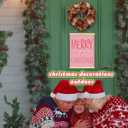 ShowDraven Pink Christmas Wall Art Decor Hanger Frame, Pink Christmas Decorations Wall Decor Outdoor Indoor for Kitchen Bedroom Bathroom Office, 12x16 Inch (merry christmas bow)