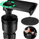 Cup Holder Tray for Car, Detachable and Rotatable Food Holder Tray Table with Expandable Base Compatible with Yeti 20/26/30 oz Hydro Flasks 32/40 oz Nalgenes 30/32/38/48 oz Camelbak 32/40 oz