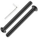 (20Pcs) 3/8-16 * 3 Button Head Socket Cap Bolts Screws, 304 Black Stainless Steel, Allen Hex Drive, Bright Finish, Fully Machine Thread