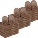 Casa Lino Face Towels & Body Wash Cloths for Showering - 100% Cotton Wash Cloths for Bathroom - Highly Absorbent & Quick Drying Washcloth Set - Cotton Washcloths 24 Pack (12" x 12") - (Brown) (Wash Cloths (24 Pcs), Coffee)