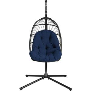 Arden Plush Indoor/Outdoor Egg Chair Cushion, 34 x 49, Water Repellent, Fade Resistant, Tufted for Comfort Sapphire Blue Leala
