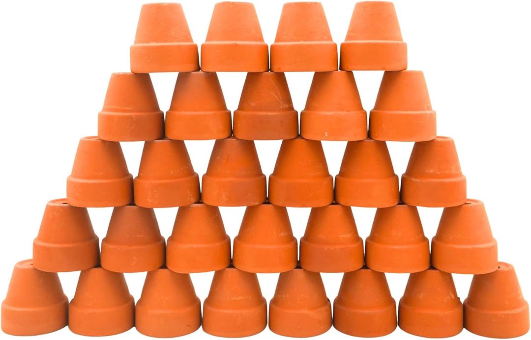 Mini Terracotta Pots  Small Clay Flower Pots for Succulents, Cactus, DIY Crafts, Fairy Garden, School Projects, Mini Planters, Set of 30 (Classic Cylinder, 1.2 Inch)