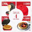 OVENTE Electric Mini Waffle Maker, 550W Fast Heating Element with Overheat Protection, 4-Inch Non-Stick Plates and Cooking Surface, Perfect for Breakfast, Hash Browns, Keto Chaffles, Red WM215R