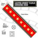 2 Pcs 13 x 72 Inch Movie Night Table Runner with Gold Star Design - Red Carpet Decoration for Birthday Party Supplies red