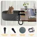 Cat Desk Bed for Large Cats 50 lbs Heavy Duty Cat Bed for Desk Attachment with Paw Design Extra-Sturdy Dog Chair Dual-Sided Mat Waterproof Easy Assembly for Gaming Desk Kitchen Island Gray