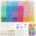 QUEFE Pony Beads Bracelet Making Kit 2880pcs Friendship Bracelet Kit Rainbow 24 Colors Kandi Beads with Letter and Heart Beads Elastic Threads for Jewelry Necklace Making