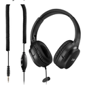 Extra Long Cord Headphones for TV & PC with Volume Control, 18 Feet / 5.5M Extension Spring Coiled Cord, Universal 3.5mm AUX Audio, Wired Over Ear Stereo Headset, CGS-W6