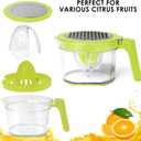 Lemon Squeezer, ChefVille Multifunctional Citrus Hand Juicer, Lemon Lime Squeezer with Detachable Comfortable Grip Handle, 16.9oz Capacity Orange Juicer with Built-in Measuring Cup and Grater (GREEN)