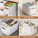 ORGIDOL 8 Pack White Storage Bins with Lids Stackable Storage Container for Organizing, Storage Boxes with Handle for Shelves, Cute Storage Bin for Craft, Snacks, 9.85x6.9x5.7 inch