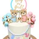 Bear Cake Toppers Gender Reveal Balls Cake Decorations for Boy Girl Gender Reveal Baby Shower Party Supplies