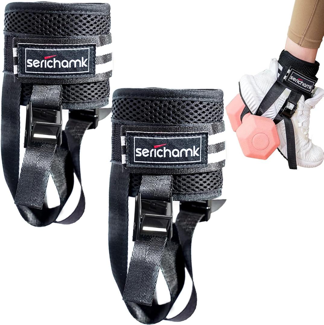 Adjustable Adjustable Feet Dumbbell Attachment,Feet Weight Lifting-Foot Weights for Exercise, Leg Extensions,Tibialis Trainer,Leg Lift Exercise Equipment (Style 1-Black 2pc)