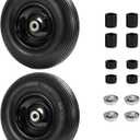 Parts Camp 13" Wheelbarrow Tires and Wheels 4.00-6 Pneumatic Tires with 5/8"&3/4" Bore Hole and 1.75" Centered Hub Flat Free Wheelbarrow Tire Fit Wheelbarrows/Wagons/Dolly/Trolley/Hand truck(2 Pack)