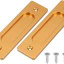 uxcell 2 Pcs Rectangle Recessed Sliding Door 6" Finger Flush Pulls, Handle Stainless Steel Recessed Pocket Door Pull with Screws for Home Bathroom Barn Closet Window, Gold Tone