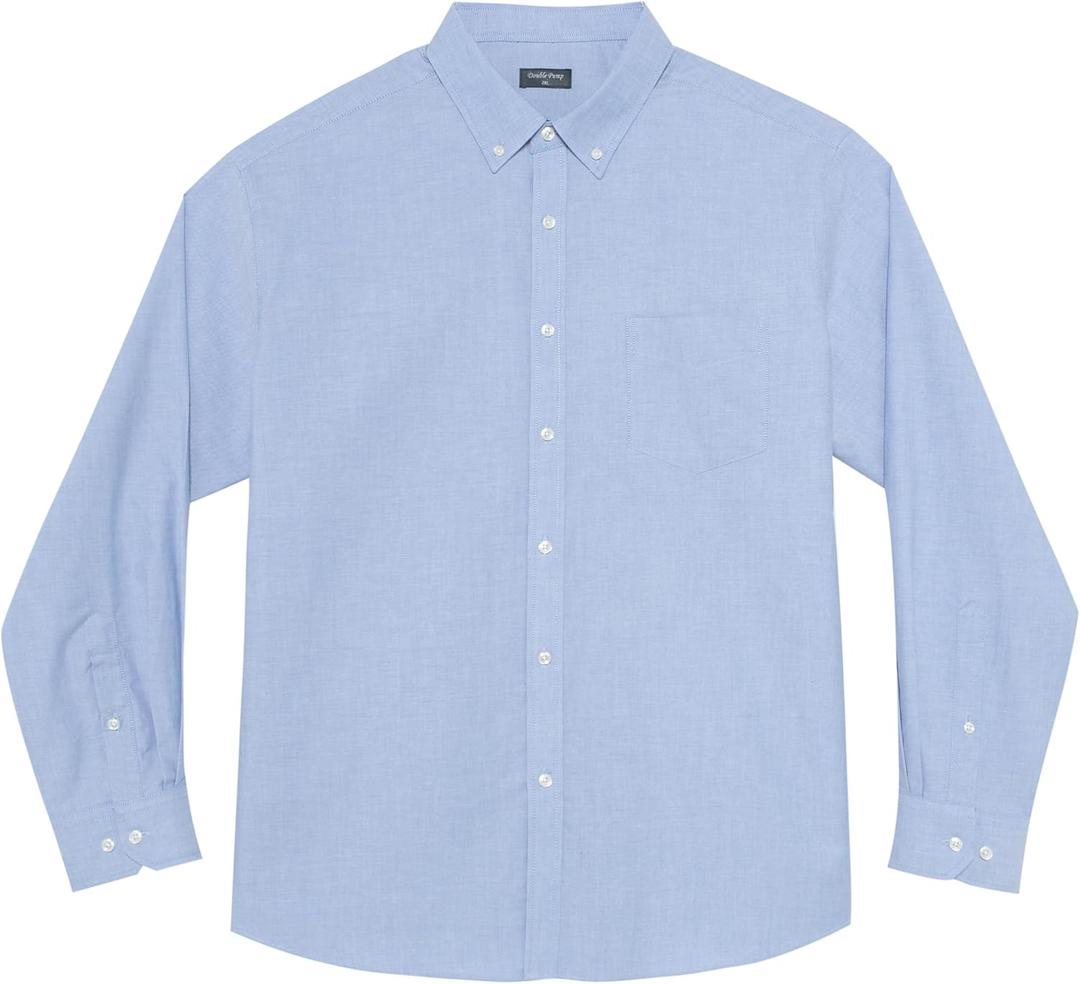 Big and Tall Oxford Dress Shirt for Men Button Down Shirts Long Sleeve Casual Shirt (5X-Large Tall, Blue 403)