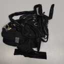 Womens Sexy Triangle Metallic Bikini Set, Crystal Rhinestone Headband Halter Swimsuit, Cheeky Tie Ruched Bathing Suit (Small, Black)