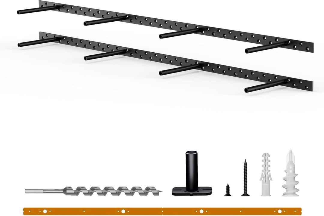 2pcs Floating Shelf Bracket Heavy Duty Floating Mantel Bracket Black Metal Decorative Floating Shelf Hardware Hidden Shelving Mounting Brackets (43X6X1)