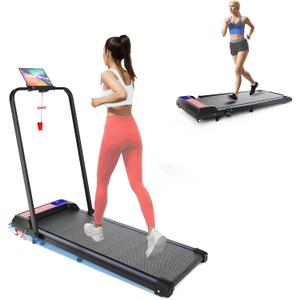 2.25HP Walking Mat Treadmill,2-in-1 Foldable Under Desk Treadmill with Handle Bar 16 inches Wide Running Belt,LED Touch Screen,Remote Control for Home/Office Use